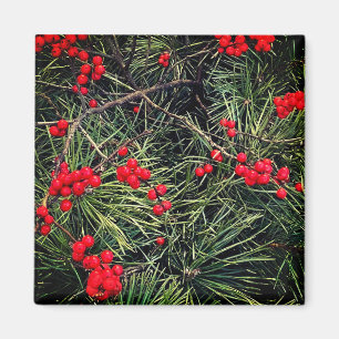 Aimant Baies Rouges Aiguilles de Pin Noël