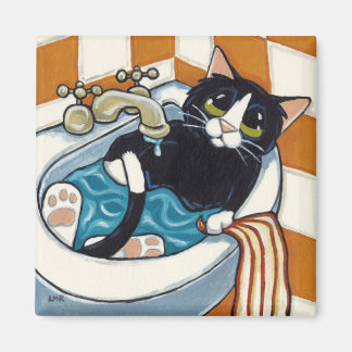 Aimant Baignade de chat Cheeky dans l'évier Illustration