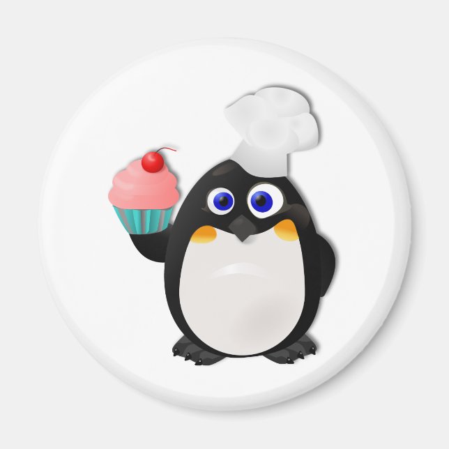 Aimant Baker Penguin avec Cupcake II (Devant)