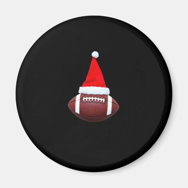 Aimant Bal de football américain de Noël Santa Hat (2) (Devant)