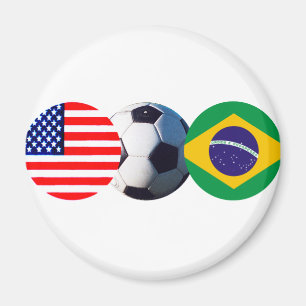 Aimant Bal de Football Brésil & USA Drapeaux Le MUSÉE Zaz