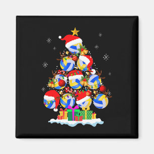 Aimant Bal de volley-ball d'arbre de Noël Santa Hat Funny