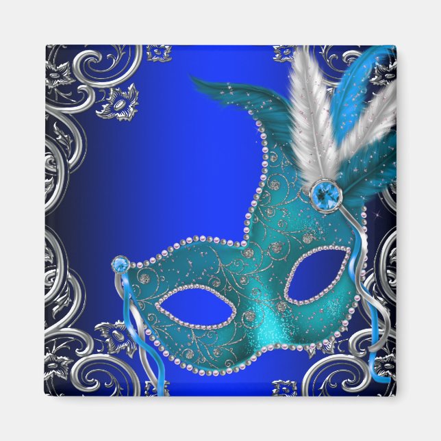 Aimant Bal masqué bleu royal (Devant)