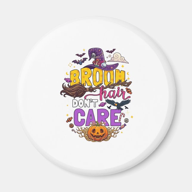 Aimant Balai Cheveux N'importe Halloween Sorcière Chapeau (Devant)