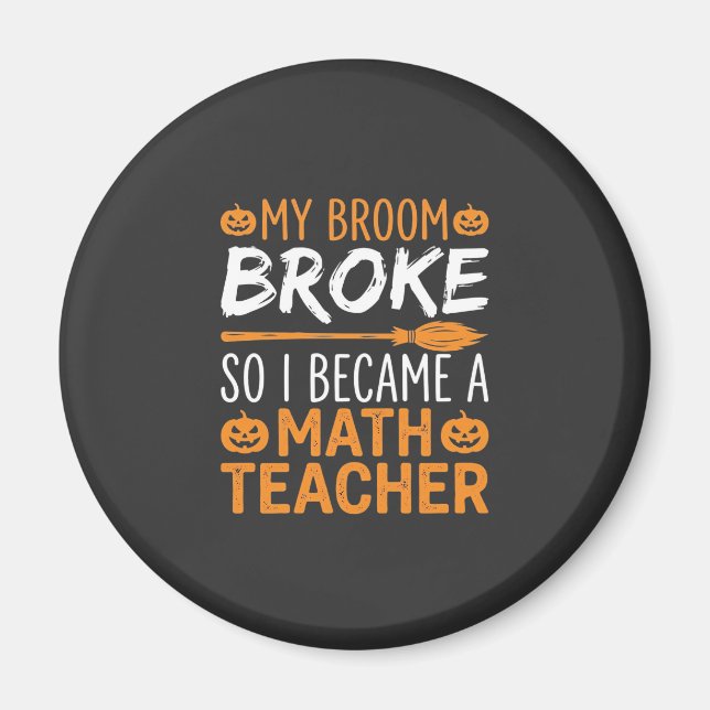 Aimant Balai d'Halloween de professeur de maths drôle (Devant)