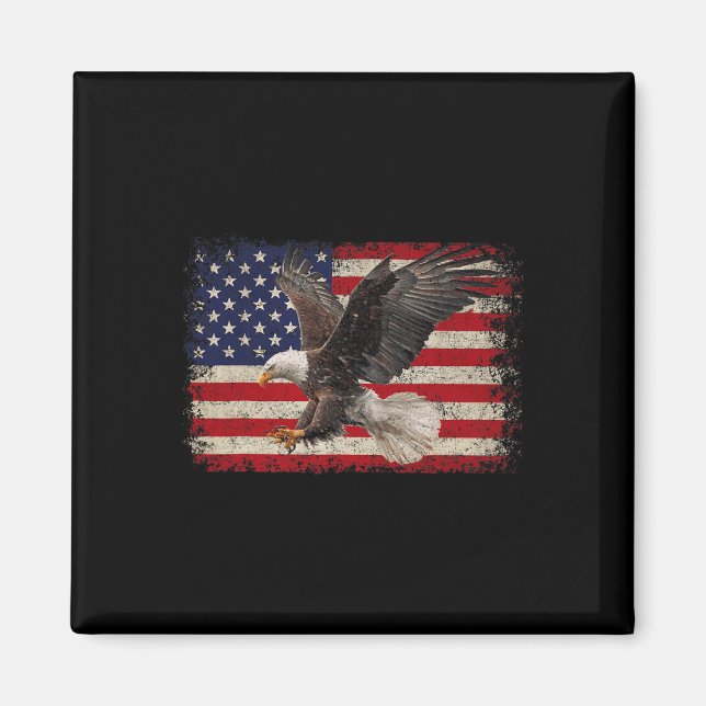 Aimant Bald Eagle 4 juillet Américain Drapeau Eagle Pat (Devant)