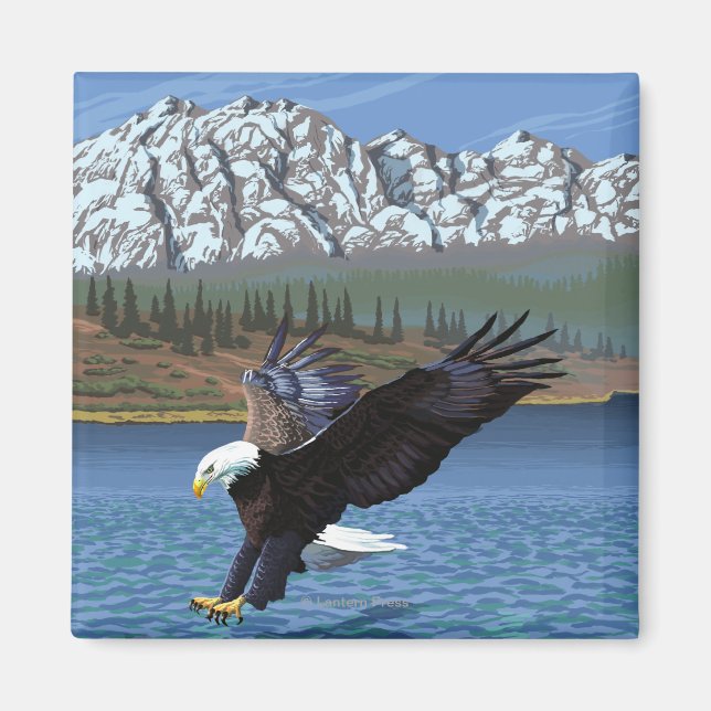 Aimant Bald Eagle Diving - Parc national de Yellowstone (Devant)