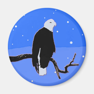 Aimant Bald Eagle en hiver - Art original de la faune