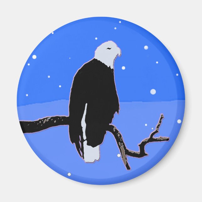 Aimant Bald Eagle en hiver - Art original de la faune (Devant)