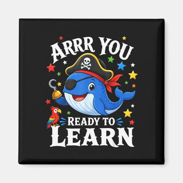 Aimant Baleine enseignante pirate drôle arrr prête à appr (Devant)