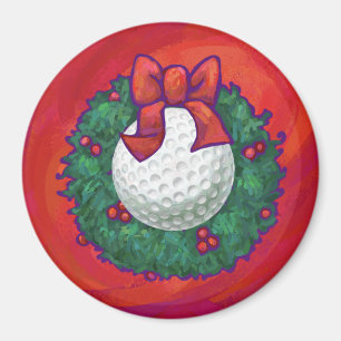 Aimant Ball de golf Fer de Noël en rouge
