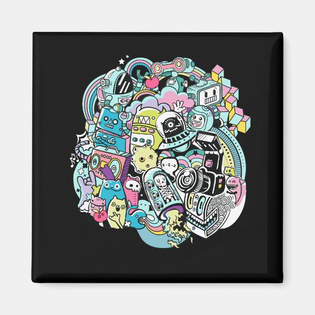 Aimant Ball of Cartoon Robots (Devant)
