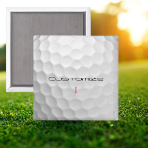 Aimant Balle de golf blanche texturée avec nom et numéro 