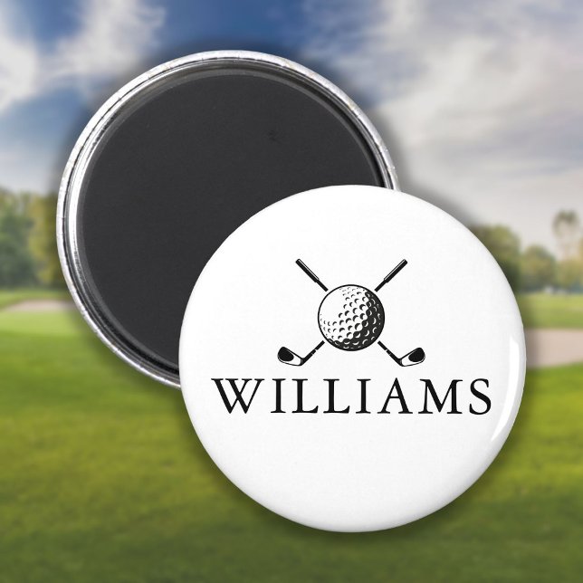 Aimant Balle de golf et clubs à nom personnalisé (Custom Name Golf Ball And Clubs Magnet)