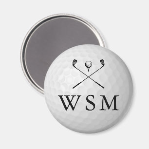 Aimant Balle de golf personnalisée avec monogramme classi