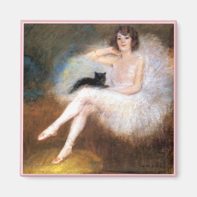 Aimant Ballerina et chat noir (Devant)