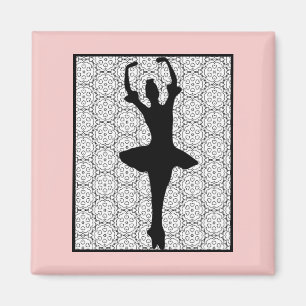 Aimant Ballerina Silhouette sur un Motif de mandala du co