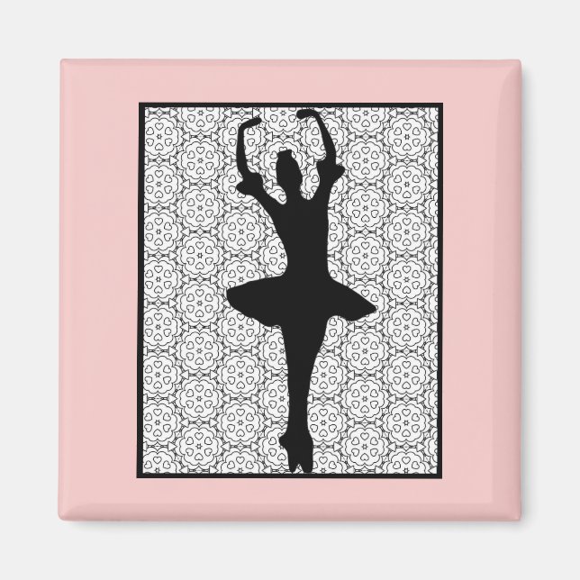 Aimant Ballerina Silhouette sur un Motif de mandala du co (Devant)
