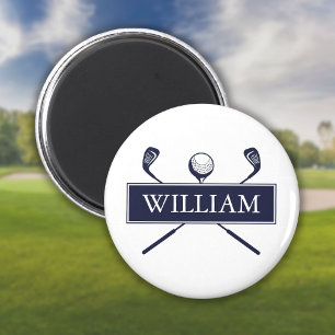 Aimant Balles de golf personnalisées bleu marine avec nom