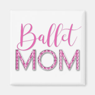 Aimant Ballet rose Maman Éclairer Typographie Diamond