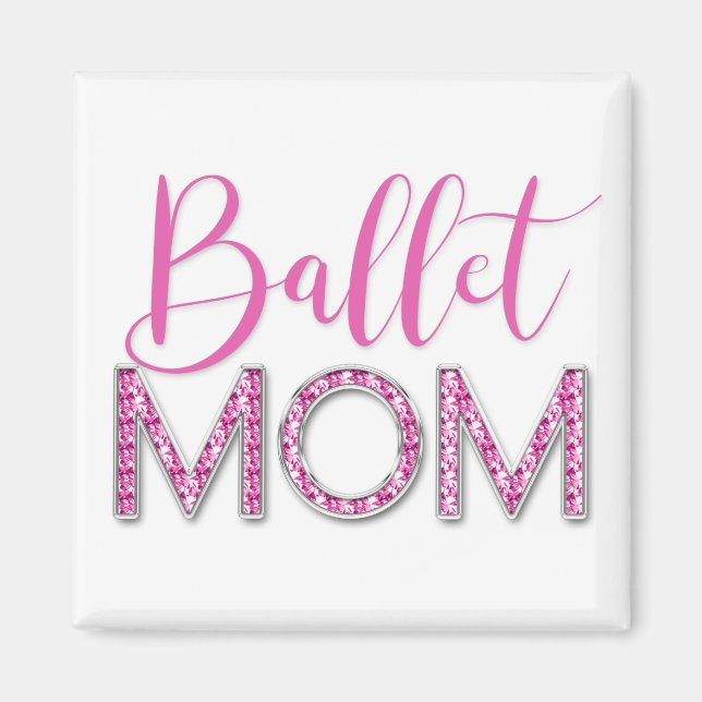 Aimant Ballet rose Maman Éclairer Typographie Diamond (Devant)