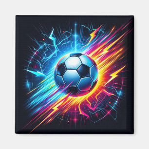 Aimant Ballon de football électrique futuriste foudre