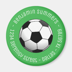 Aimant Ballon de football sur fond vert avec texte person