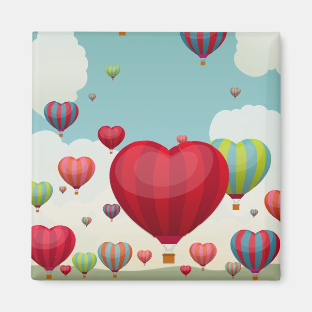 Aimant Ballons à air chaud en forme de coeur (Devant)