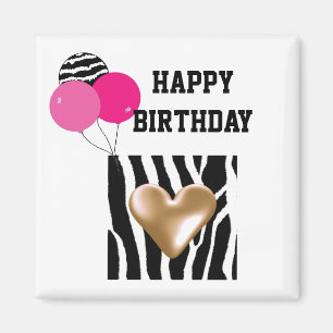 Aimant Ballons d'anniversaire à motif zèbre