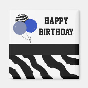 Aimant Ballons d'anniversaire à motif zèbre