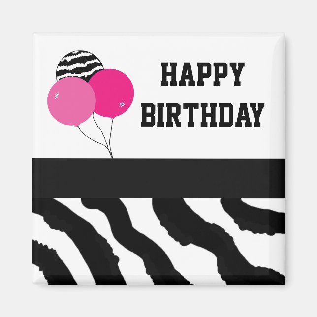 Aimant Ballons d'anniversaire à motif zèbre (Devant)