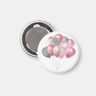 Aimant Ballons de parties scintillant rose et argent