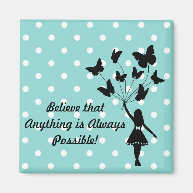 Aimant Ballons papillon fille rêve Motivation simple (Devant)