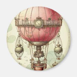 Aimant Balloon à air chaud rose vapeur vintage (2)