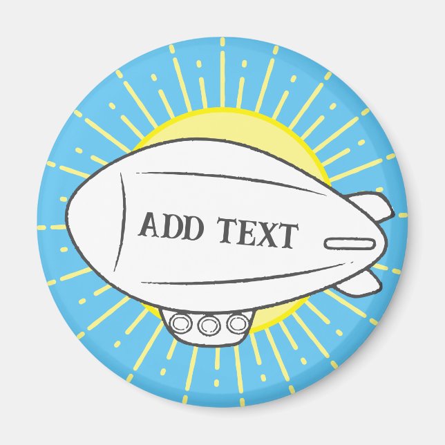 Aimant Ballotte Blimp Blanc Dans Ciel Soleil Personnalisé (Devant)