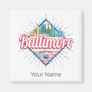 Aimant Baltimore Maryland États-Unis Skyline Vintage