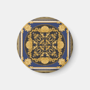 Aimant Bandana Print : Black Blue Gold.