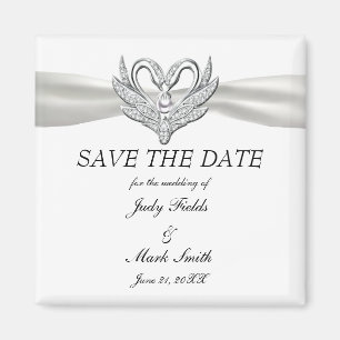 Aimant Bande Bleue Blanche Argent Swans Save the Date Mag