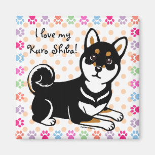 Aimant Bande dessinée de chien de Kuro Shiba Inu