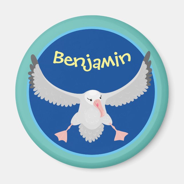Aimant Bande dessinée de l'oiseau mûre albatros (Devant)