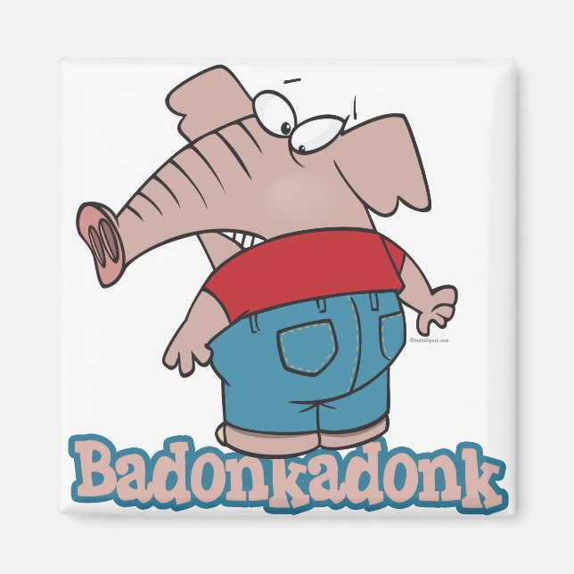 Aimant bande dessinée d'éléphant badonkadonk (Devant)