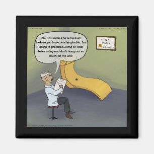 Aimant Bande dessinée drôle d'araignée avec arachnophobie