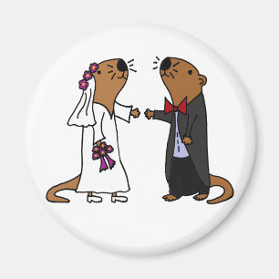 Aimant Bande dessinée drôle de mariage de loutre