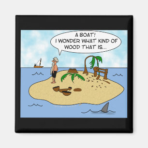 Aimant Bande dessinée drôle Woodturner sur l'île