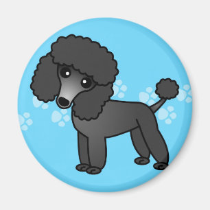 Aimant Bande dessinée noire mignonne de caniche