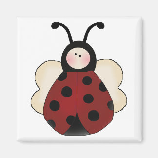 Aimant bande dessinée ridicule de coccinelle ronde