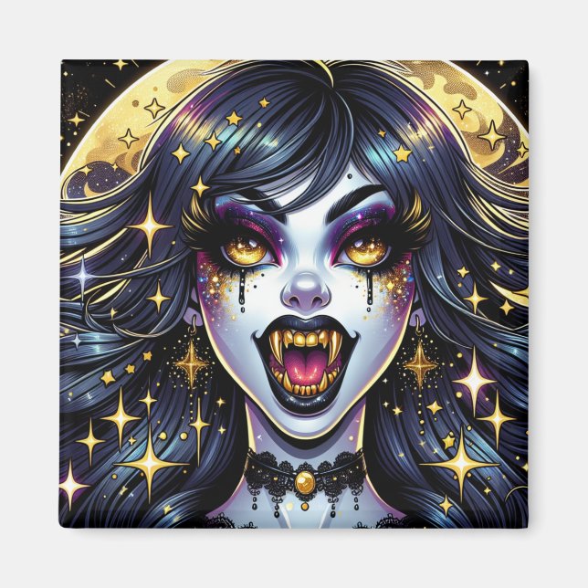 Aimant Bande dessinée Style Vampire Halloween Party (Devant)