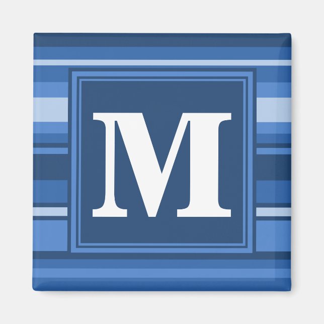 Aimant Bandes bleu monogramme (Devant)