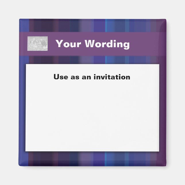 Aimant Bandes bleues violettes tendance - personnalisable (Devant)