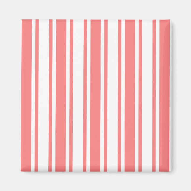 Aimant Bandes de bonbons corail et blanc (Devant)